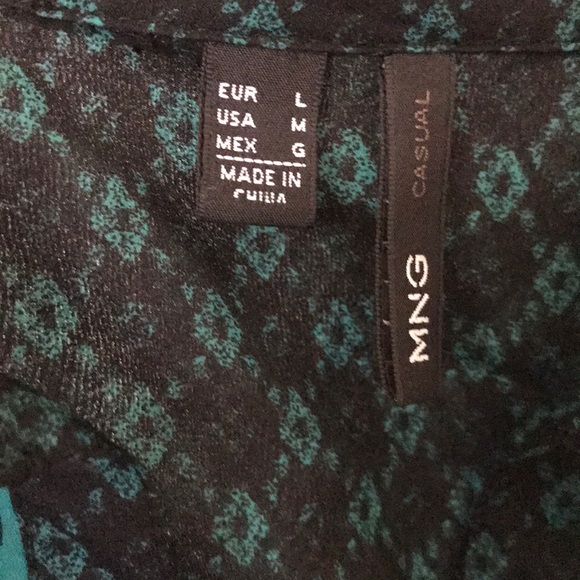 Mango black and green button up top. Sz M. - Picture 4 of 4